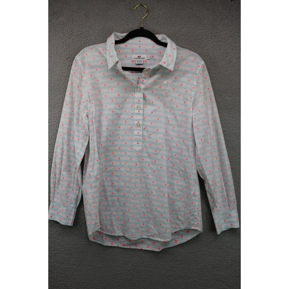 Vineyard Vines Long Sleeve Button‎ Half Way Top-Size 8